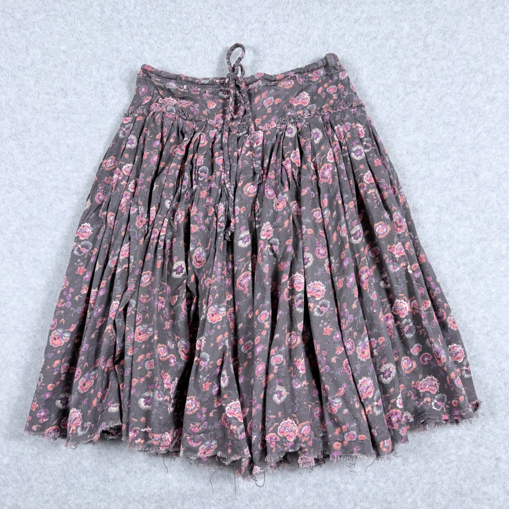American Eagle Mini‎ Skirt Women XS Gray Floral Excellent Boho Raw Hem Skater